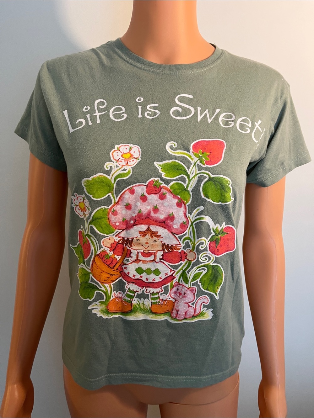 Life Is Sweet Strawberry Shortcake 🍓 Graphic Tee - Sage